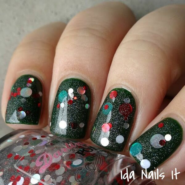 Nail polish swatch / manicure of shade Darling Diva Holiday Ballz In Yo Face