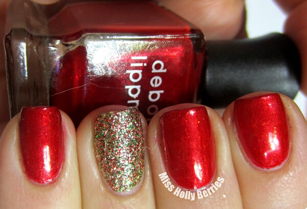 Nail polish swatch / manicure of shade Deborah Lippmann Run, Run Rudolph