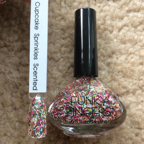 Nail polish swatch / manicure of shade Funky Fingers Cupcake Sprinkles