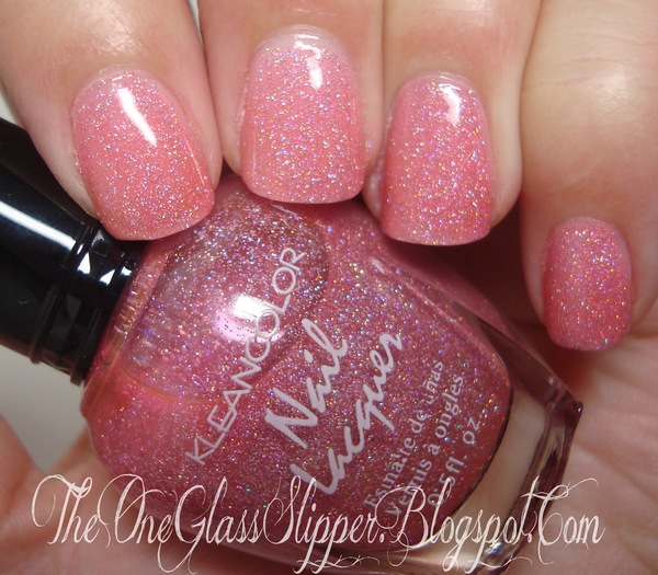 Nail polish swatch / manicure of shade Kleancolor Holo Pink