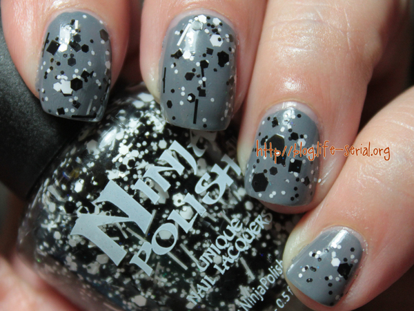 Nail polish swatch / manicure of shade Ninja Polish Sticks and Stones