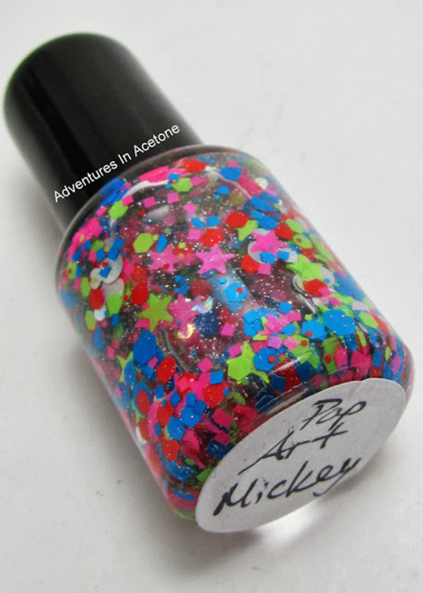 Nail polish swatch / manicure of shade Red Dog Designs Pop Art Mickey