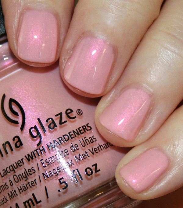 Nail polish swatch / manicure of shade China Glaze Eat, Pink, Be Merry