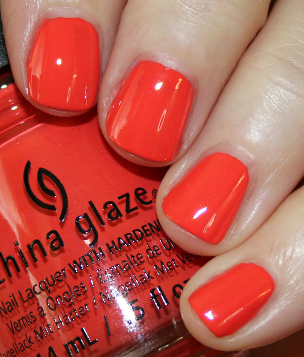 Nail polish swatch / manicure of shade China Glaze Tis The Sea-sun