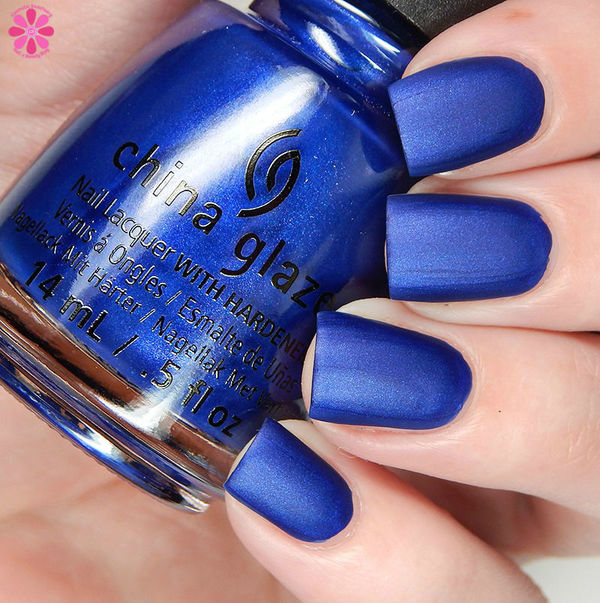 Nail polish swatch / manicure of shade China Glaze Combat Blue-Ts