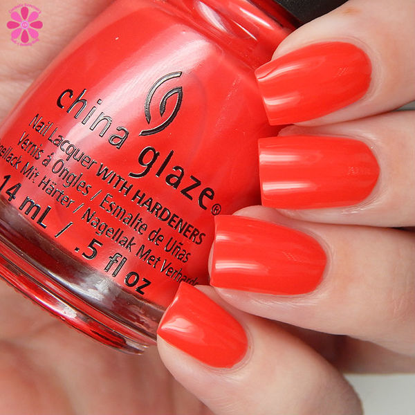 Nail polish swatch / manicure of shade China Glaze Hot Flash