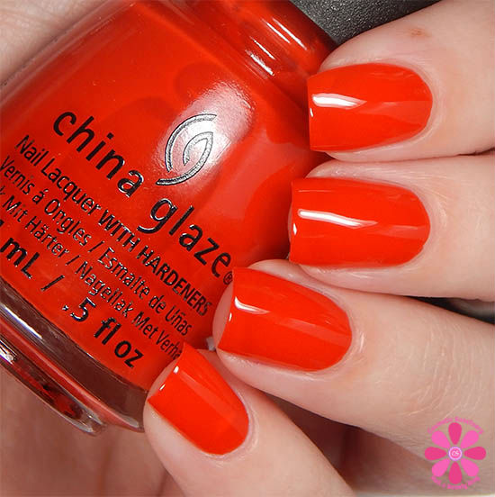 Nail polish swatch / manicure of shade China Glaze The Heat Is On