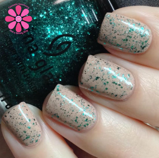 Nail polish swatch / manicure of shade China Glaze Pine-ing For Glitter