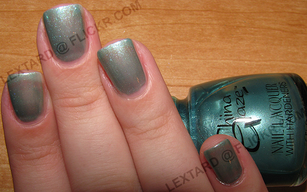 Nail polish swatch / manicure of shade China Glaze Emerald Lake