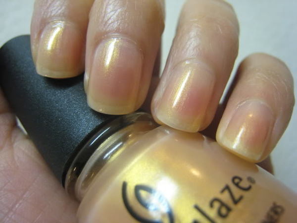 Nail polish swatch / manicure of shade China Glaze Golden Meringue