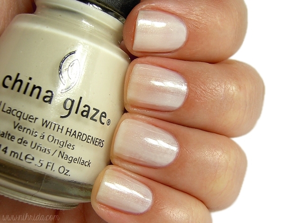 Nail polish swatch / manicure of shade China Glaze White Ice