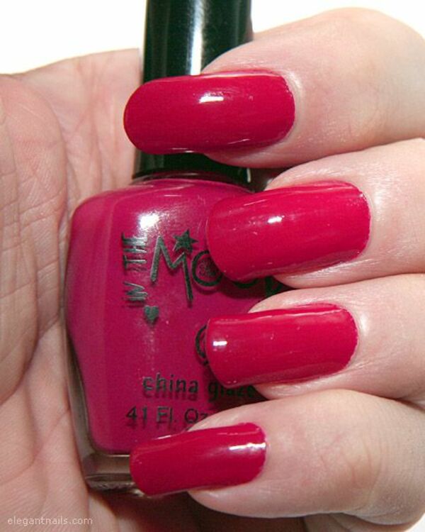 Nail polish swatch / manicure of shade China Glaze Burgundy to Red