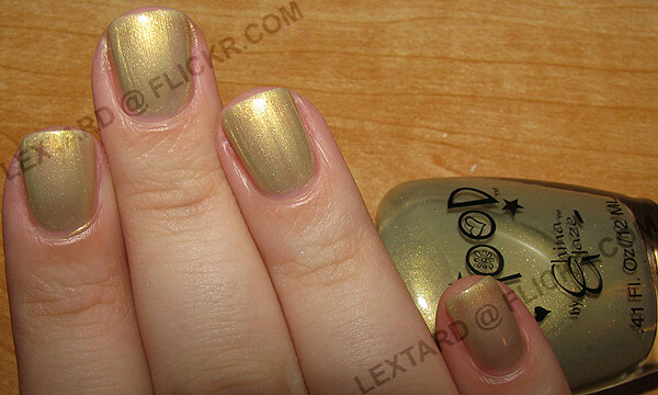 Nail polish swatch / manicure of shade China Glaze Gold to Lime Green