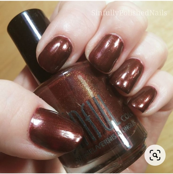 Nail polish swatch / manicure of shade Sinful Colors Busters Brown