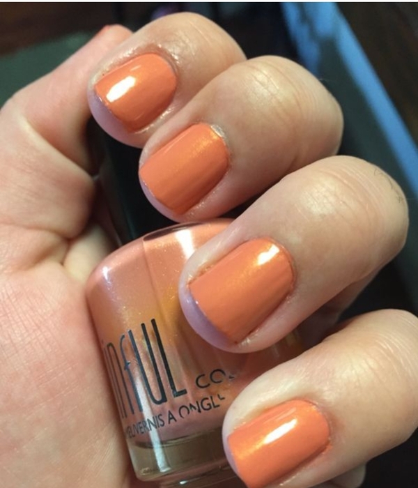Nail polish swatch / manicure of shade Sinful Colors Australian Peach Promo