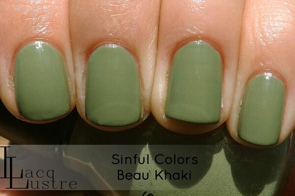 Nail polish swatch / manicure of shade Sinful Colors Beau Khaki