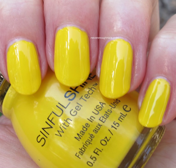 Nail polish swatch / manicure of shade Sinful Colors Bananappeal