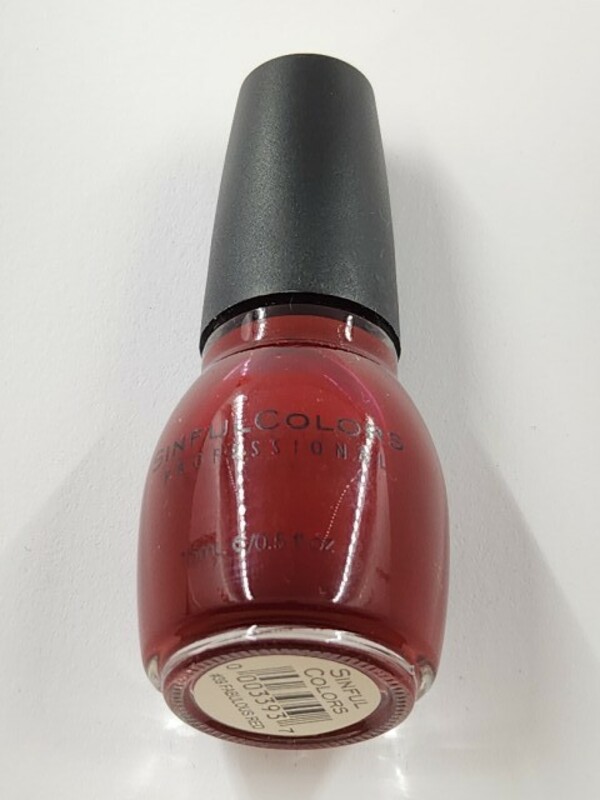 Nail polish swatch / manicure of shade Sinful Colors Fabulous Red