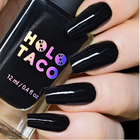 Nail polish swatch / manicure of shade Holo Taco One-Coat Black