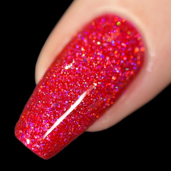 Nail polish swatch / manicure of shade Holo Taco Party Punch
