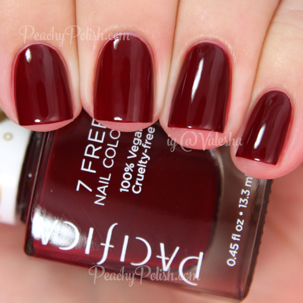 Nail polish swatch / manicure of shade Pacifica Red Red Wine