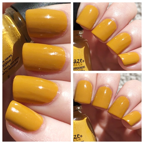 Nail polish swatch / manicure of shade China Glaze Mustard the Courage