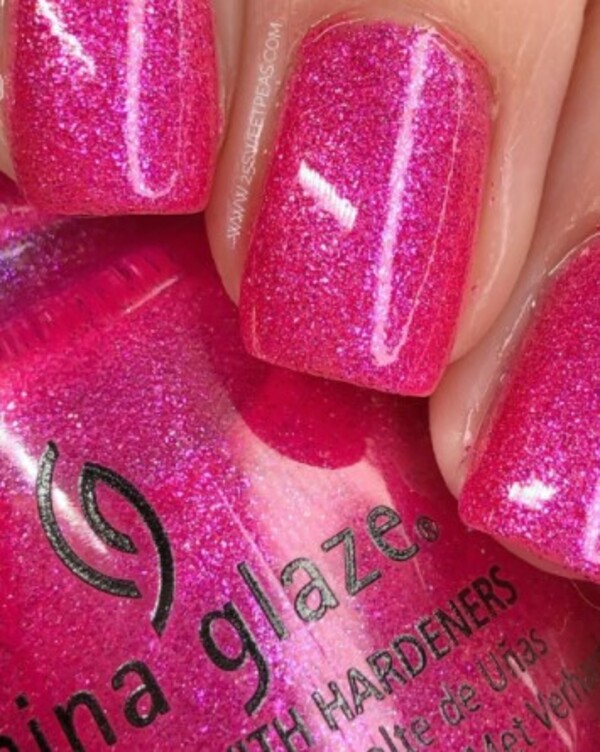 Nail polish swatch / manicure of shade China Glaze Pink-in-Poppy
