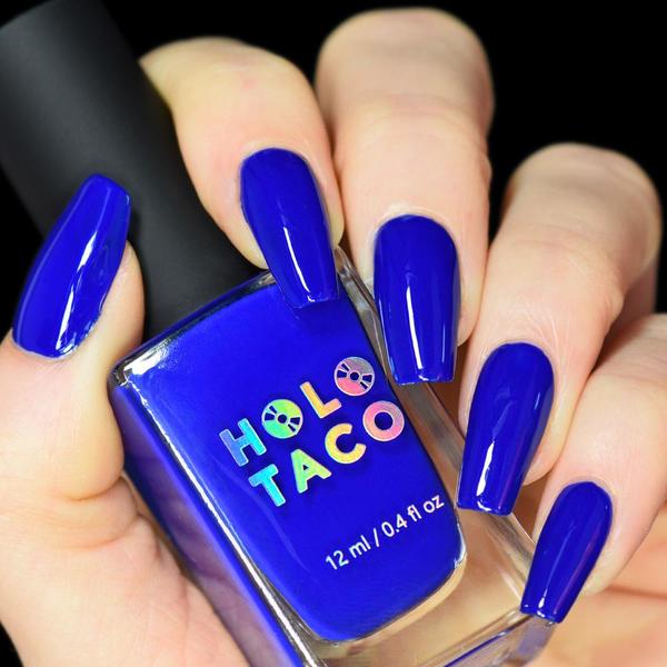 Nail polish swatch / manicure of shade Holo Taco Royal-Tea Blue
