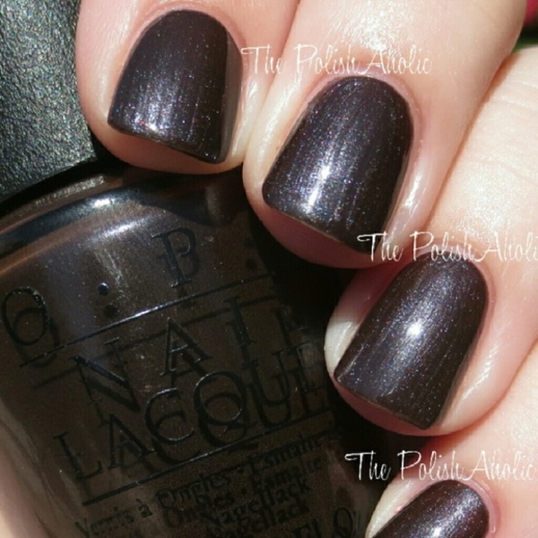 Nail polish swatch / manicure of shade OPI Love Is Hot And Coal