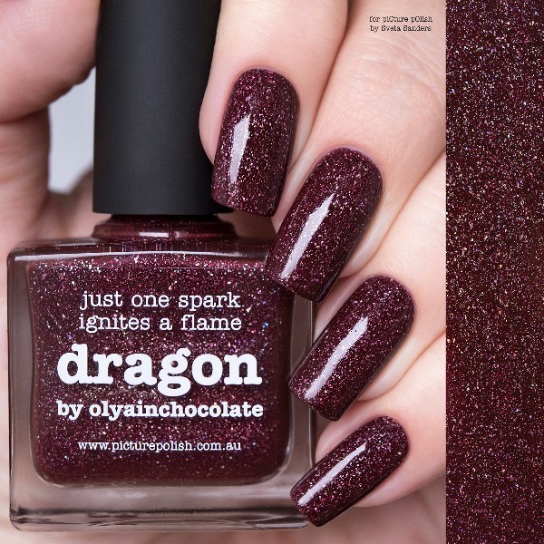 Nail polish swatch / manicure of shade piCture pOlish Dragon