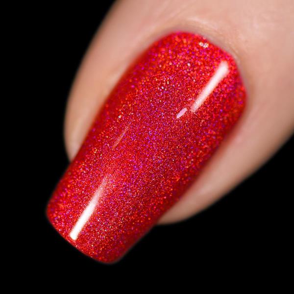 Nail polish swatch / manicure of shade Holo Taco Red Licorice