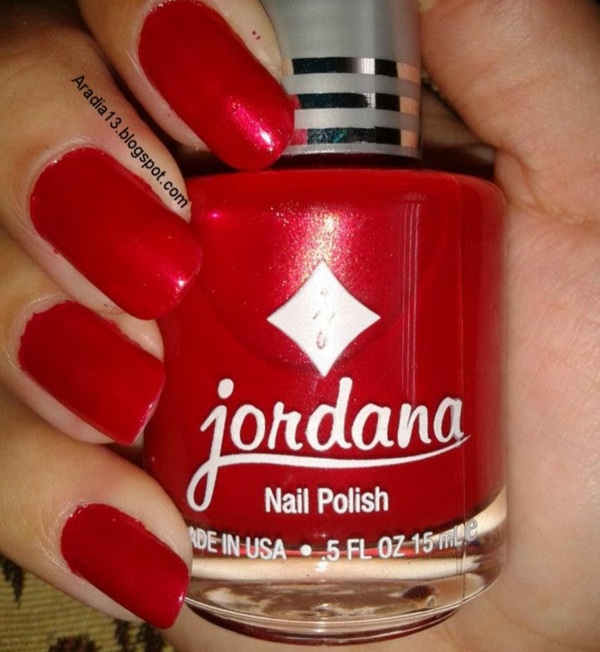 Nail polish swatch / manicure of shade Jordana Red Silk