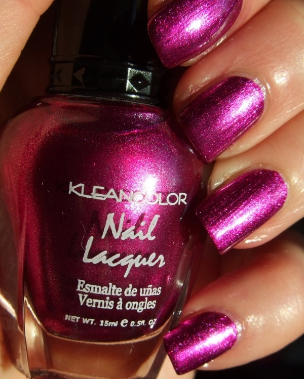 Nail polish swatch / manicure of shade Kleancolor Metallic Fuschia