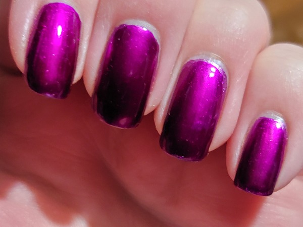 Nail polish swatch / manicure of shade Kleancolor Metallic Fuschia