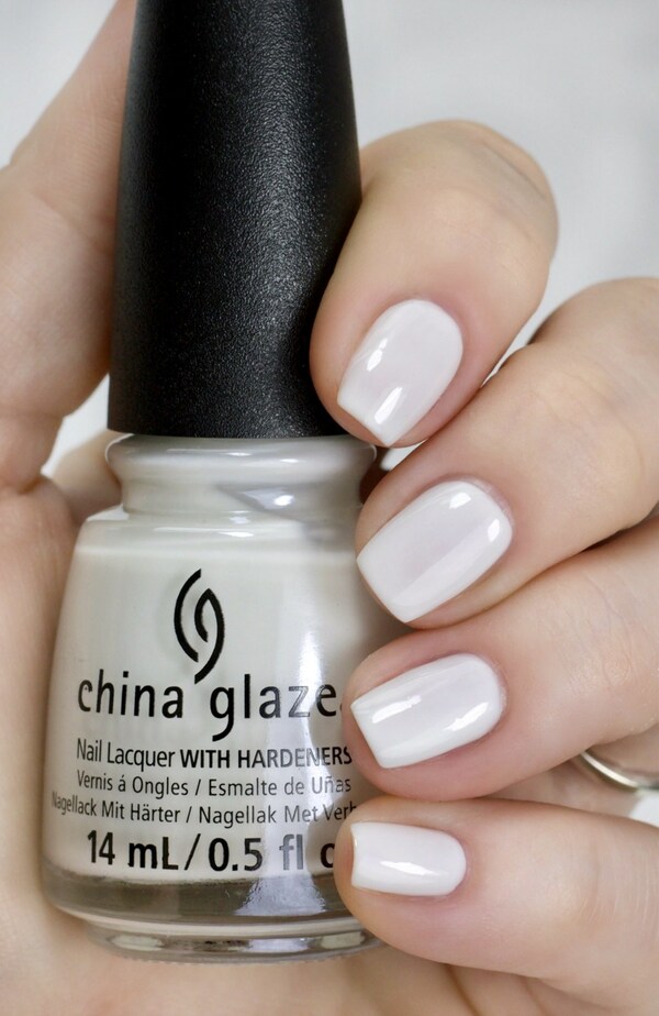Nail polish swatch / manicure of shade China Glaze Off-White, On Point