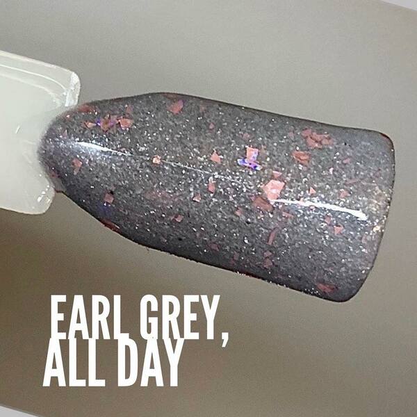 Nail polish swatch / manicure of shade Sparkle and Co. Earl Grey All Day
