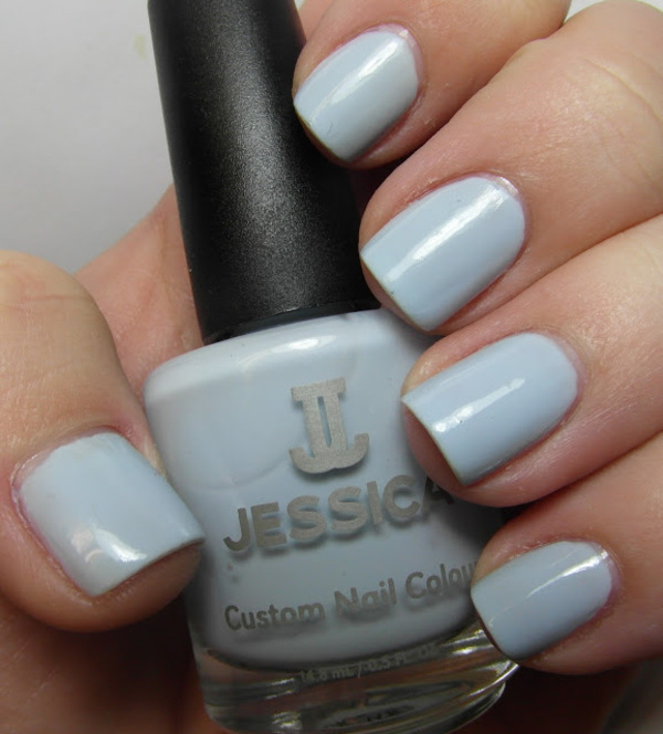 Nail polish swatch / manicure of shade Jessica Barely Blueberry