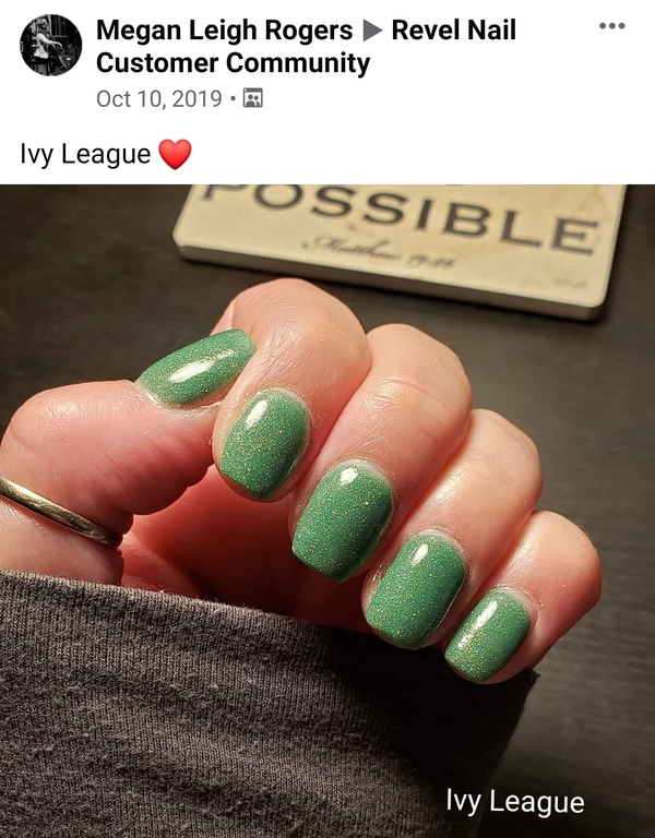 Nail polish swatch / manicure of shade Revel Ivy League