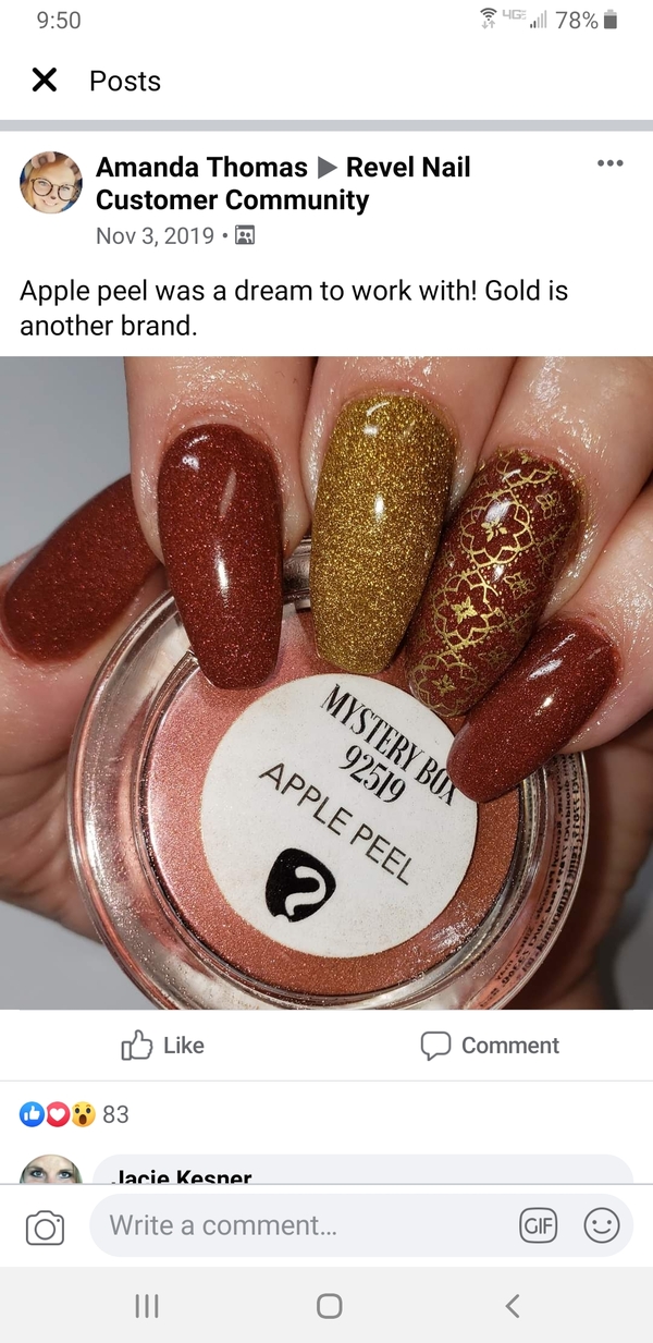 Nail polish swatch / manicure of shade Revel Apple Peel