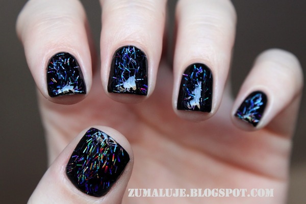 Nail polish swatch / manicure of shade Orly Black Holo Chunky Glitter