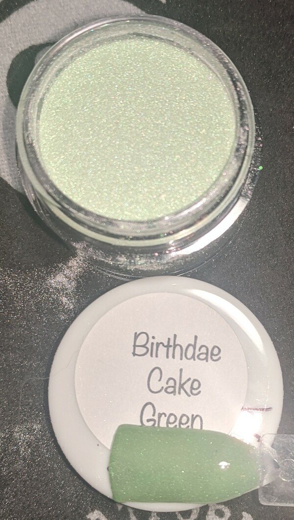 Nail polish swatch / manicure of shade Wicked Dips Birthdae Cake Green