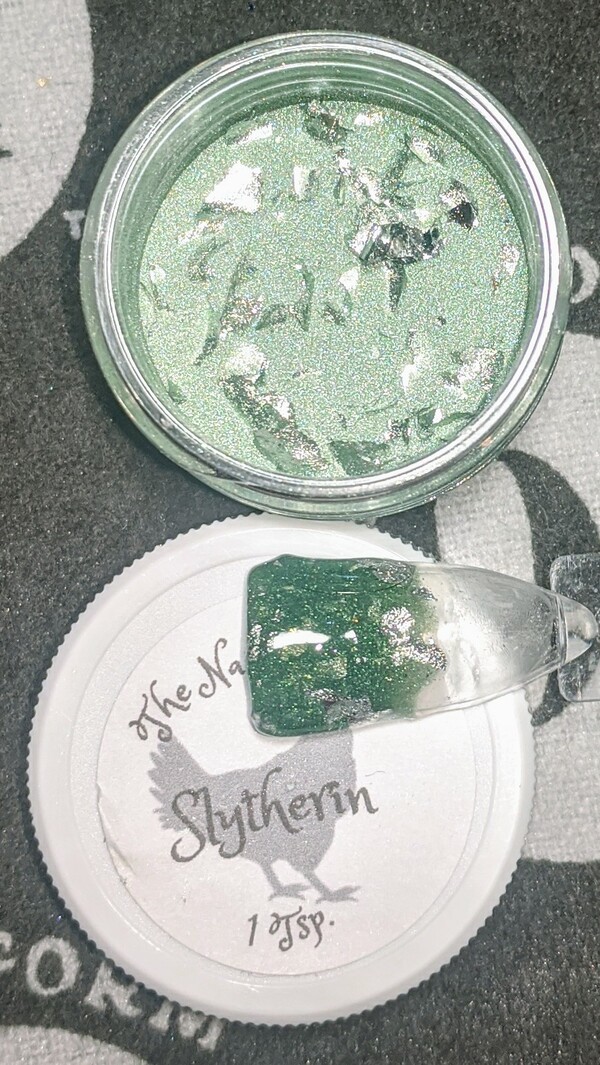 Nail polish swatch / manicure of shade The Nail Coop Slytherin