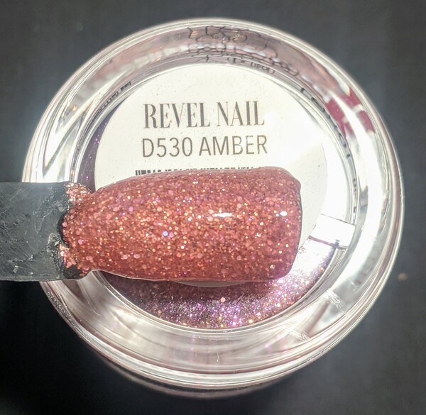 Nail polish swatch / manicure of shade Revel Amber