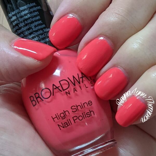 Nail polish swatch / manicure of shade Broadway Flamingo