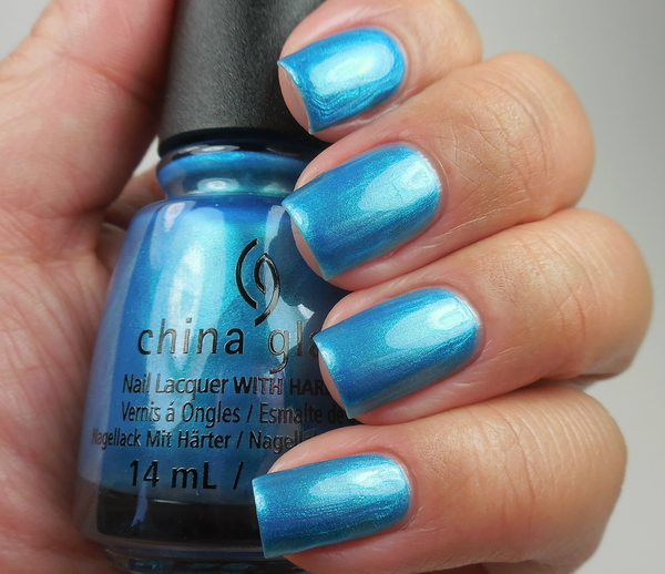 Nail polish swatch / manicure of shade China Glaze mer-made for bluer waters