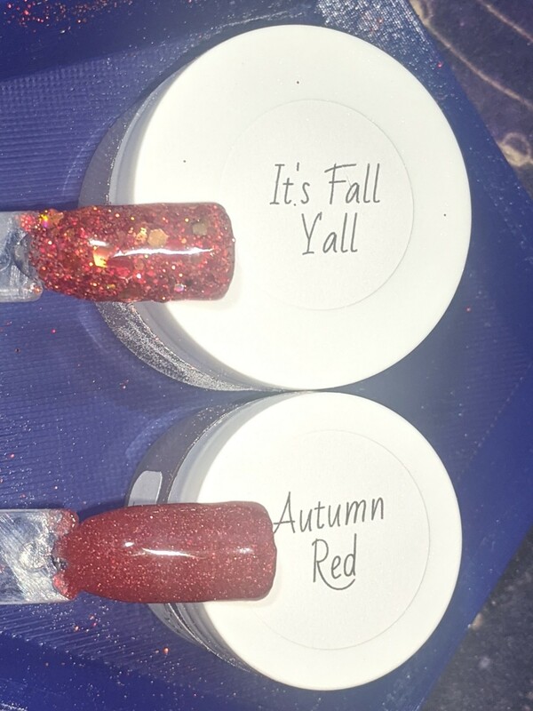 Nail polish swatch / manicure of shade Rocky Mountain Dip Powder Autumn Red