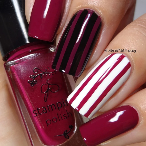 Nail polish swatch / manicure of shade Clear Jelly Stamper Pass The Pinot