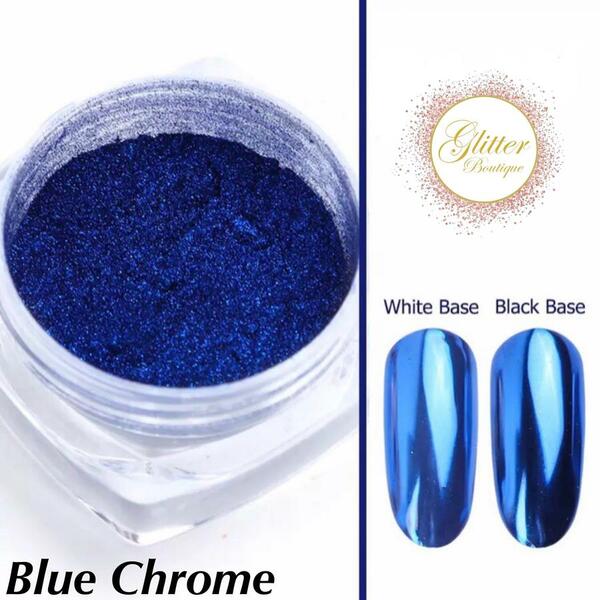 Nail polish swatch / manicure of shade Glitter Boutique Canada Chrome Powder - Blue