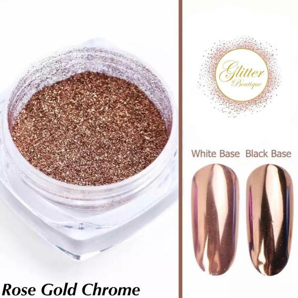 Nail polish swatch / manicure of shade Glitter Boutique Canada Chrome Powder - Rose Gold