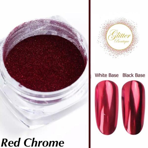 Nail polish swatch / manicure of shade Glitter Boutique Canada Chrome Powder - Red